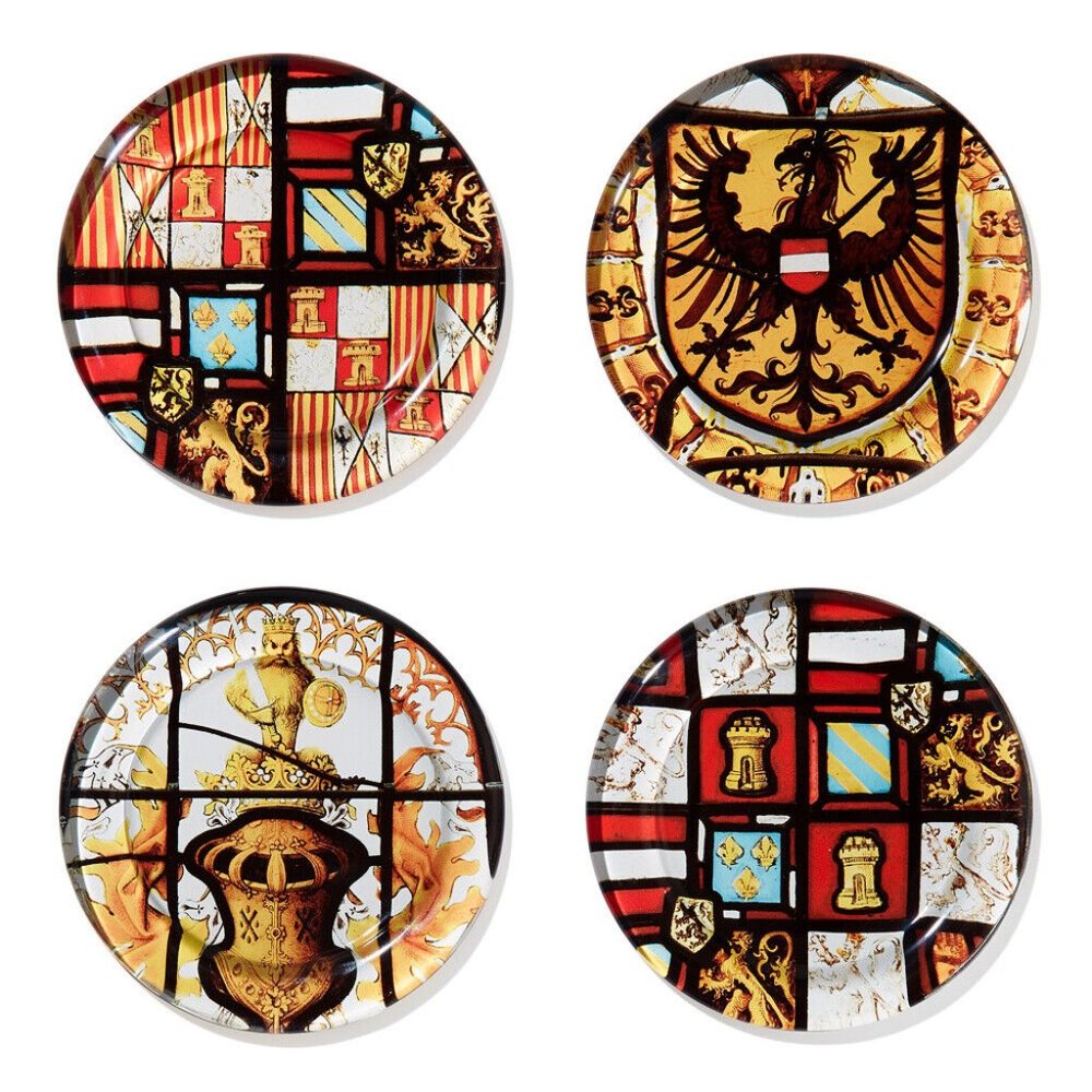 THE MET Heraldic Panels Glass Coasters NWT